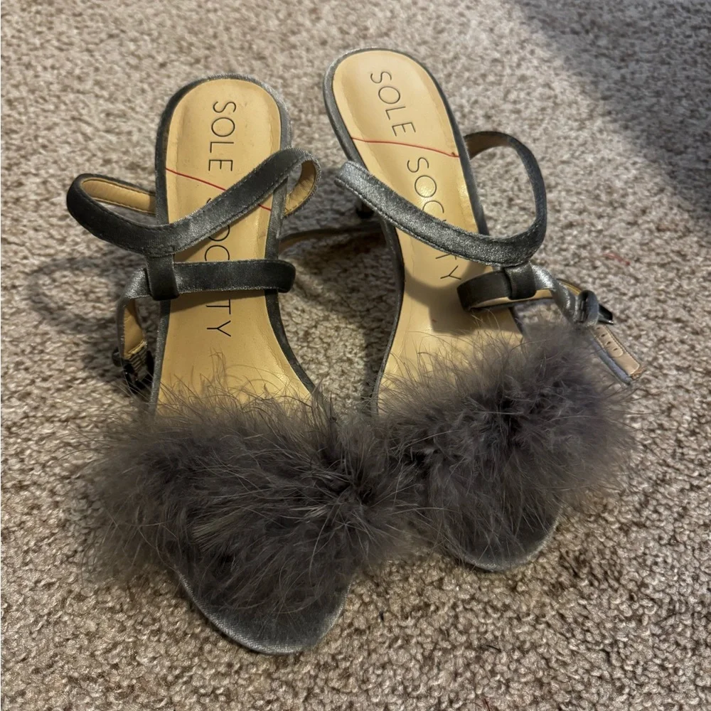 Sole Society Silver Gray Lindzay Ankle-Strap Heels - Picture 2 of 2